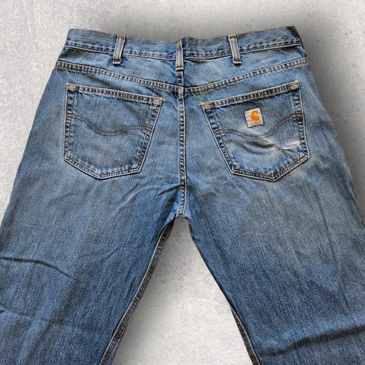 Carhartt Blue Jeans 36x32 vintage denim with loose straight fit and light front fades