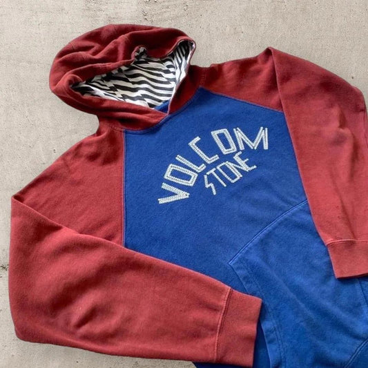 Volcom Stone Hoodie X-Small, embroidered front logo, minor sleeve holes