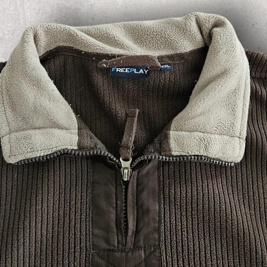 סווטשירט חום Y2K עם רבע רוכסן, מידה XL