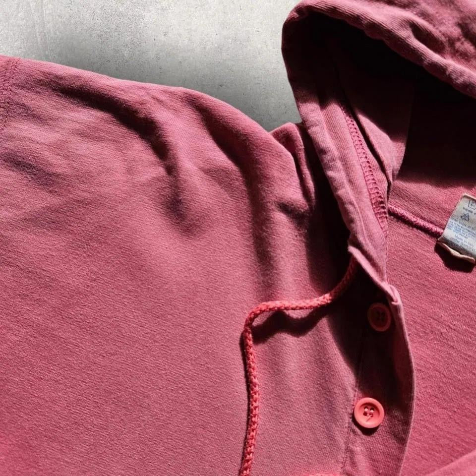 Vintage Champion Pink Hoodie Tee - L, חולצת הודי ורודה Champion