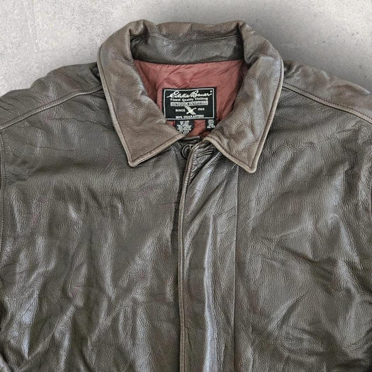 Eddie Bauer brown leather jacket 3XL vintage streetwear