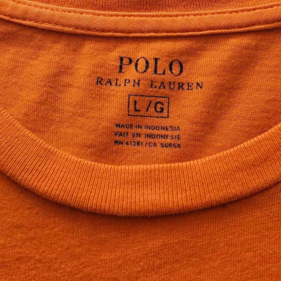 Orange Ralph Lauren Classic Tee - L חולצת טי קלאסית של ראלף לורן בצבע כתום, מידה L,