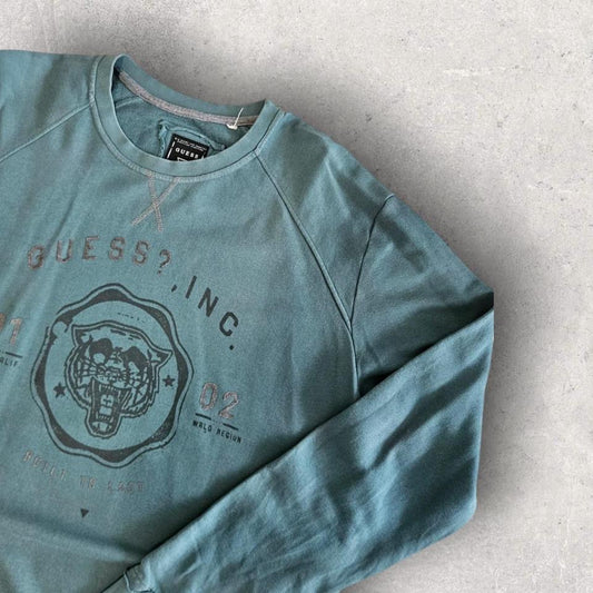 סווטשירט Guess ירוק גרפי Y2K במידה XL