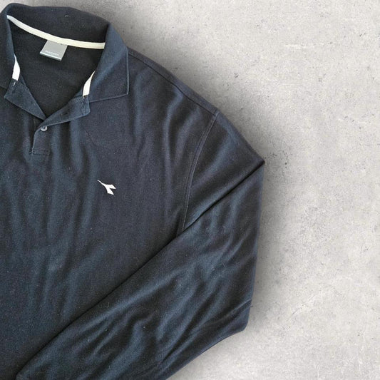 Diadora Black Long Sleeve Polo XL