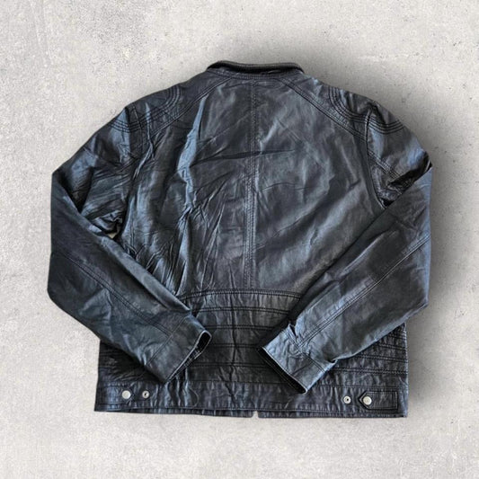 Puma black leather jacket XLarge vintage streetwear