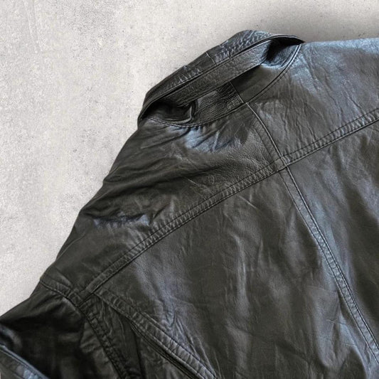 מעיל עור וינטאג' לנשים ללא מותג במידה L,