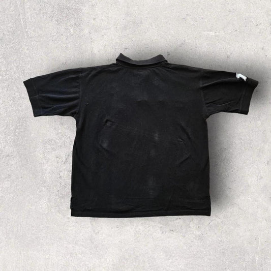 Nascar Black Polo Tee - L, חולצת פולו שחורה עם שני לוגואים רקומים