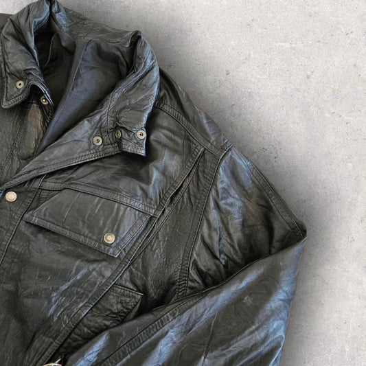 מעיל עור שחור קלאסי TimberBay במידה XL/2XL