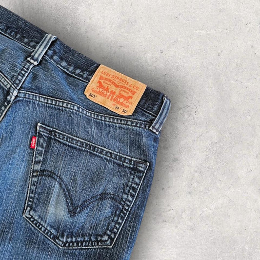 Levi’s 501 Navy Jeans - W34 במצב טוב עם כתמי צבע קלים