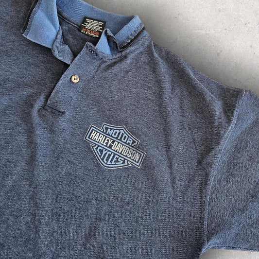 Harley Davidson Navy Polo Tee - XL חולצת פולו הארלי דיווידסון כחולה במידה XL,