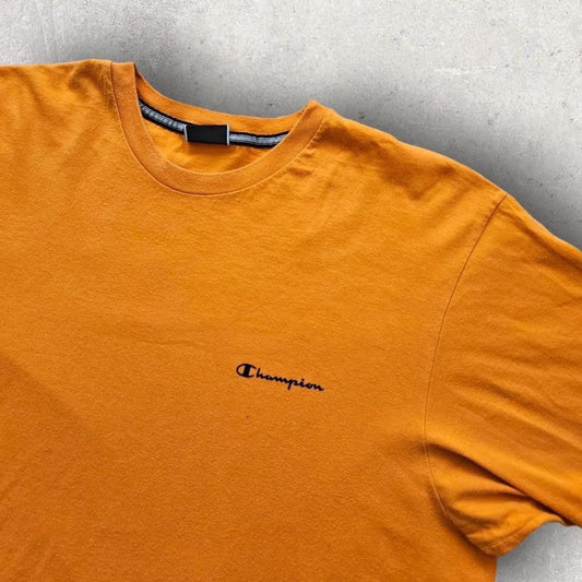 Champion Orange Logo Tee - XXLarge חולצת לוגו כתומה של Champion, מידה XXL, מצב 9.5/10