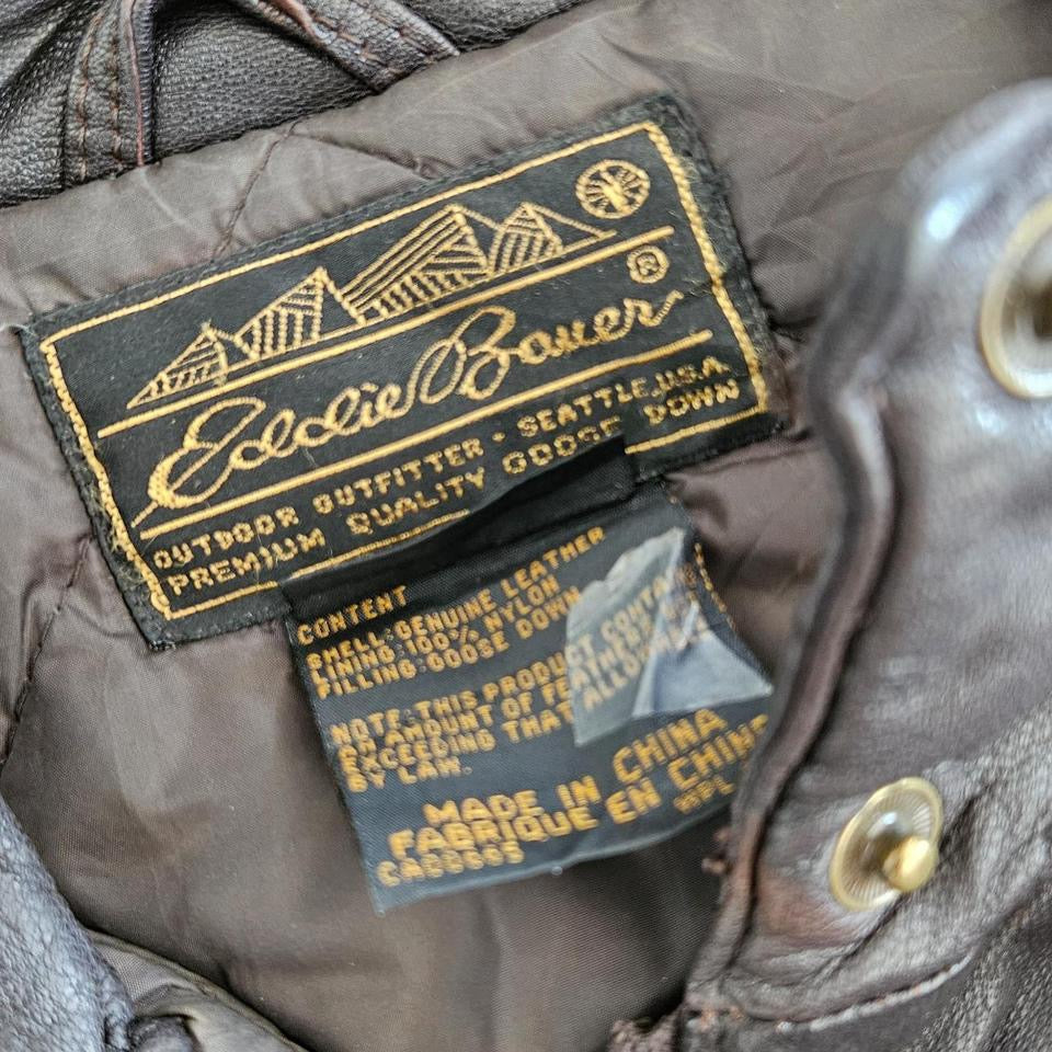 Eddie Bouer black leather jacket large vintage streetwea