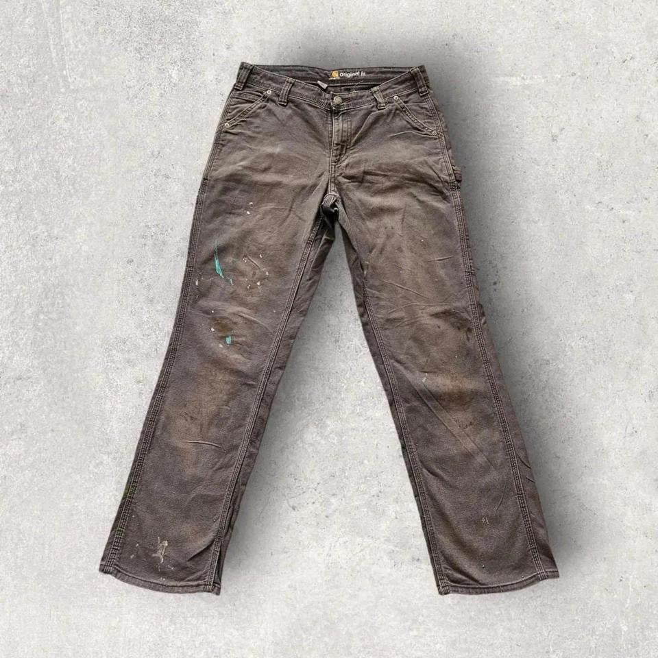 Carhartt carpenters workwear jeans vintage blue paint stains streetwear