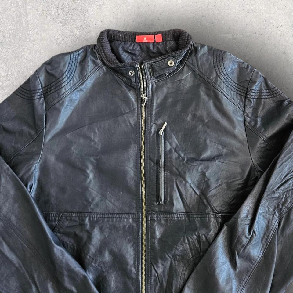 Puma black leather jacket XLarge vintage streetwear