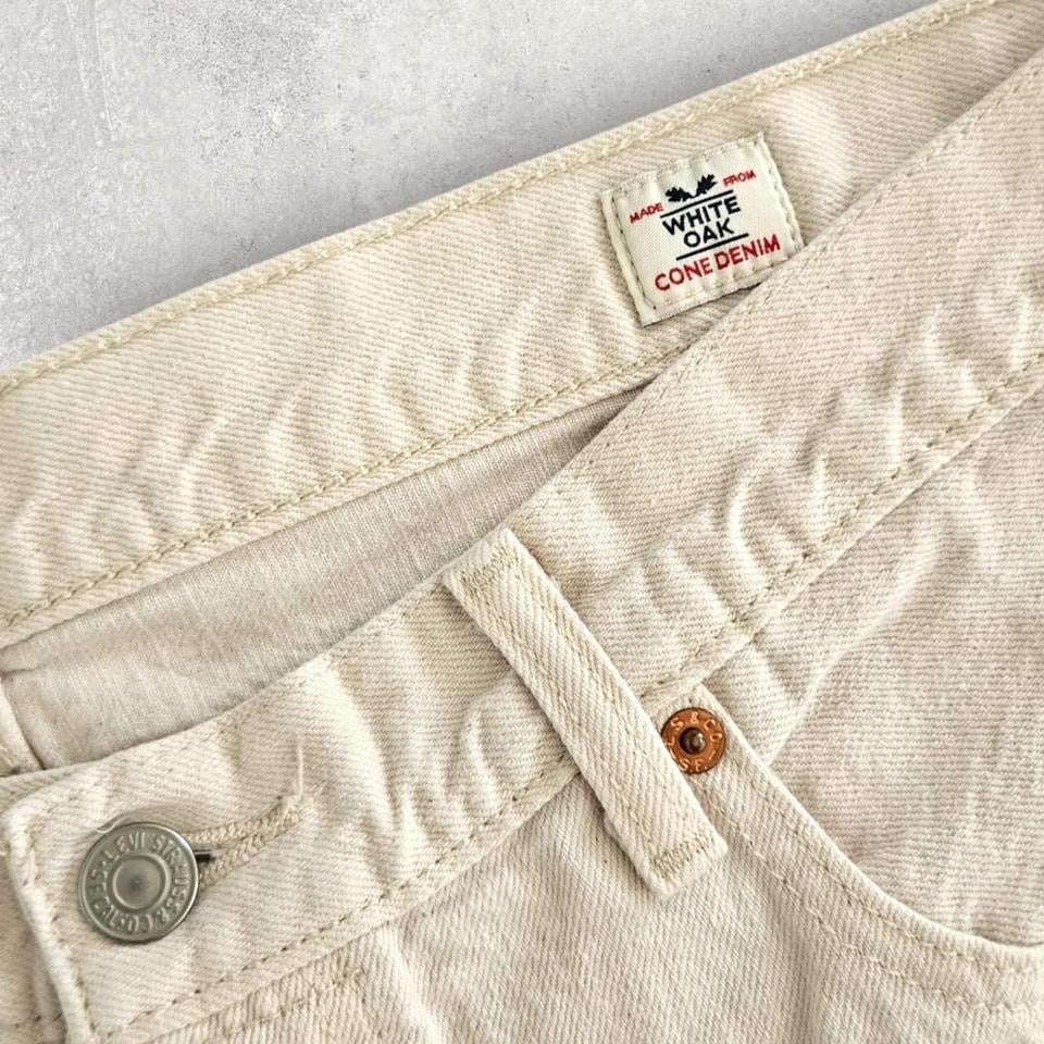 Levi’s 501 Cream Jeans – 36x32 בצבע קרם, מידה W36