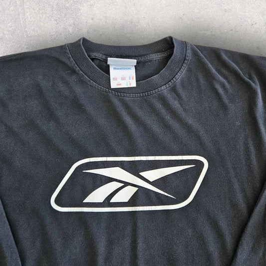 Reebok Black Logo Long Sleeve Tee - Small חולצת ריבוק שחורה שרוול ארוך, מידה S