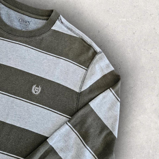 Chaps Long Sleeve Stripes Long Sleeve Tee - Medium חולצה פסים ארוכת שרוול של Chaps, מידה M