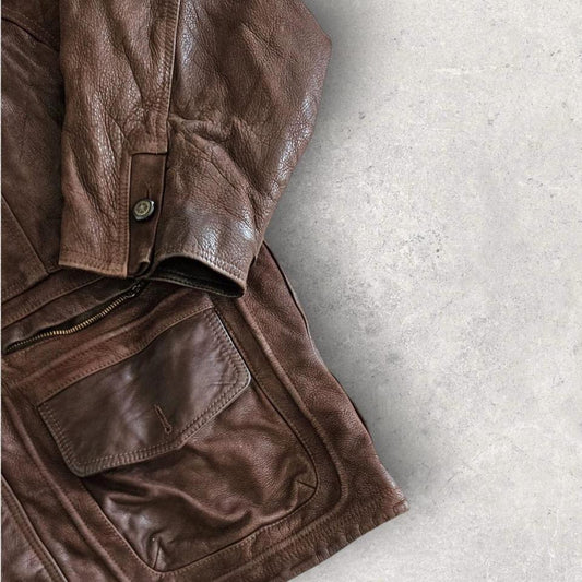 Vintage Redskins brown leather jacket xlarge with light vintage fade