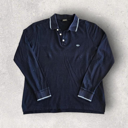 Valentino Navy Long Sleeve Polo - M חולצה ארוכה של ולנטינו מידה M לגבר