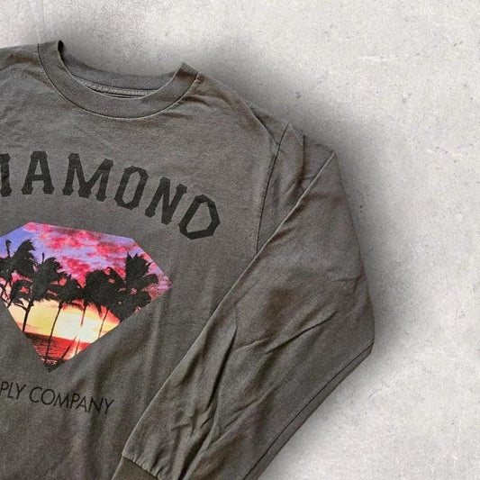 Diamond graphic long sleeve tee S vintage streetwear