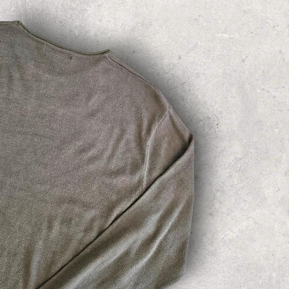 Trussardi dark green long sleeve tee L slim fit vintage streetwear