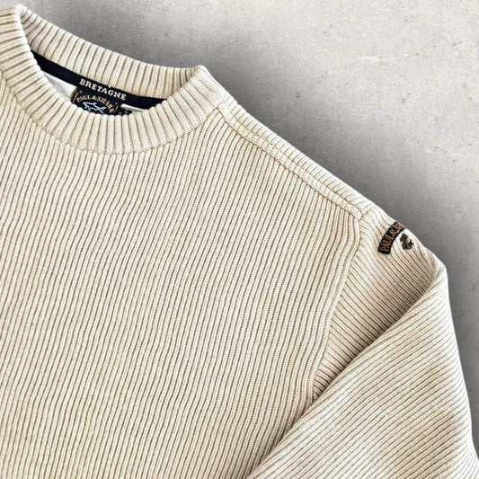 סוודר וינטג פול אנד שארק בצבע קרם מידה M לגבר במצב טוב