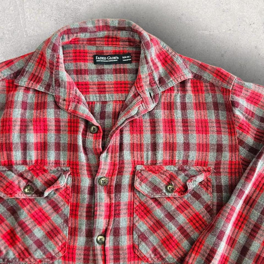 Faded Glory Red Squares Polo Shirt - M חולצת פולו משובצת אדומה פיידד גלורי מידה M