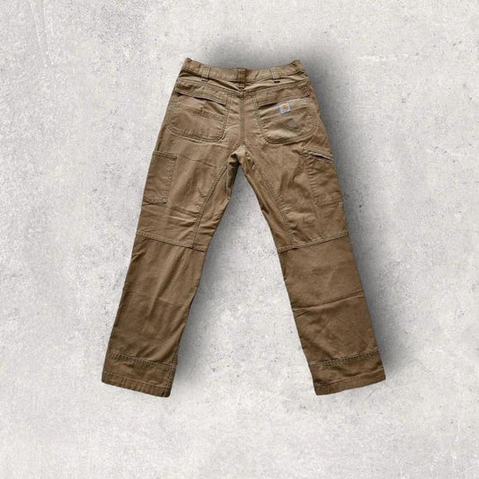 Carhartt Camel Brown Cargo Relaxed Fit Waist 33x32 – מכנס חום וינטג' עם כתמים ייחודיים מקארהארט