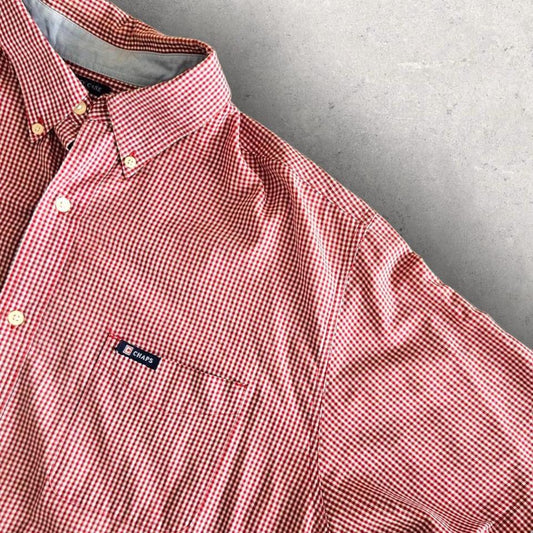 Chaps Red Squares Polo Shirt XXL – Classic Vintage Red Pattern