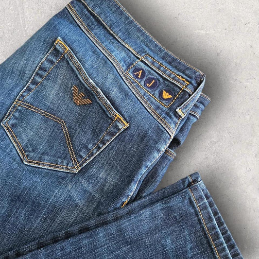 Armani Navy Jeans for Men W30 with Zippered Heels – Slim Fit