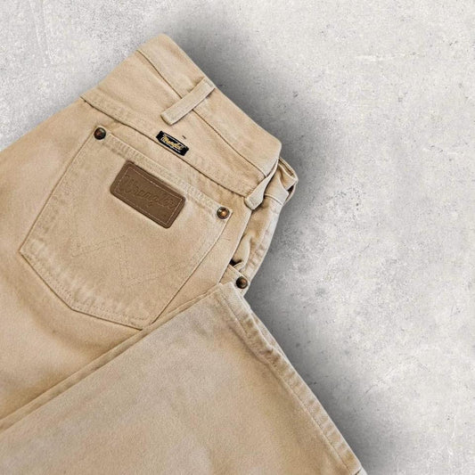Wrangler Cream Strach Jeans – 30x38 Vintage Cream Denim Pants