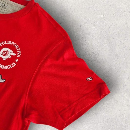 Champion Red Embroidered T-shirt - M Lizard Vintage Clothes T-Shirts