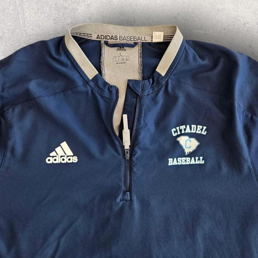 Navy Adidas Baseball 1/4 Zip - XLJacketsLizard Vintage Clothes