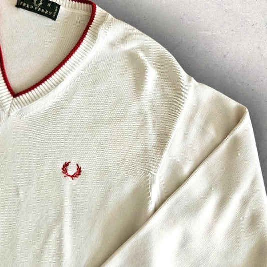 Fred Perry V-Neck Sweater - MSweatersLizard Vintage Clothes