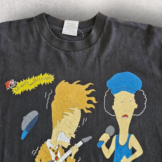 Beavis and ButtHead AC/DC T-shirt XL חולצת וינטאג ביוויס ובאטהד עם הדפס AC/DC במידה XL