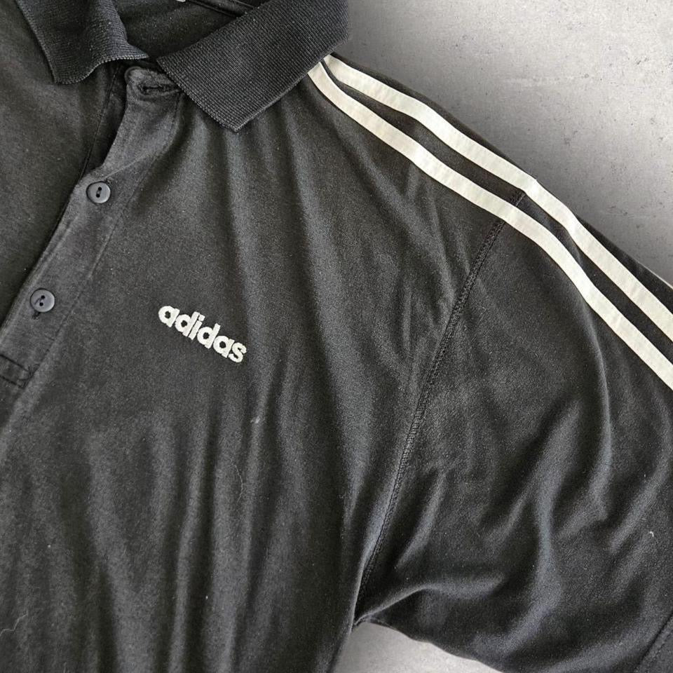 Vintage Adidas Black Polo Tee - L