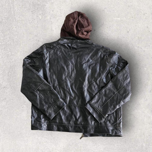 Guess black leather jacket XL vintage streetwear