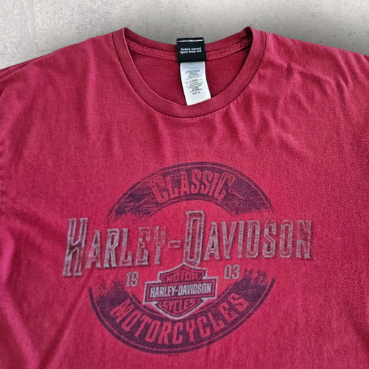 Harley Davidson Red Logo Tshirt XL - חולצת הארלי דייווידסון וינטג'