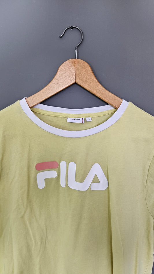 Womans Fila Green Logo Tshirt - L חולצת טי פילה ירוקה לנשים וינטג'