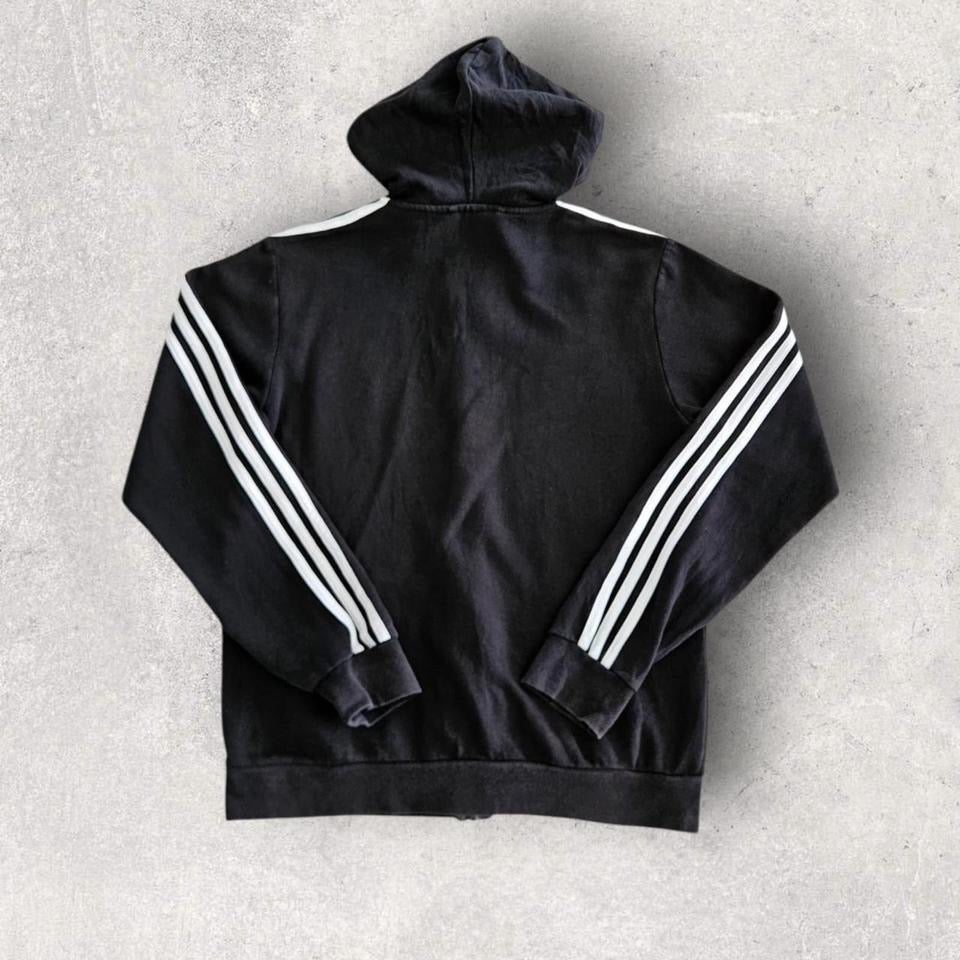 Adidas Black Stripes Hoodie XL, black with white stripes