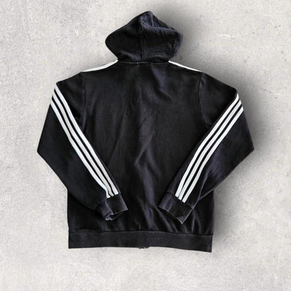 Adidas Black Stripes Hoodie XL, black with white stripes