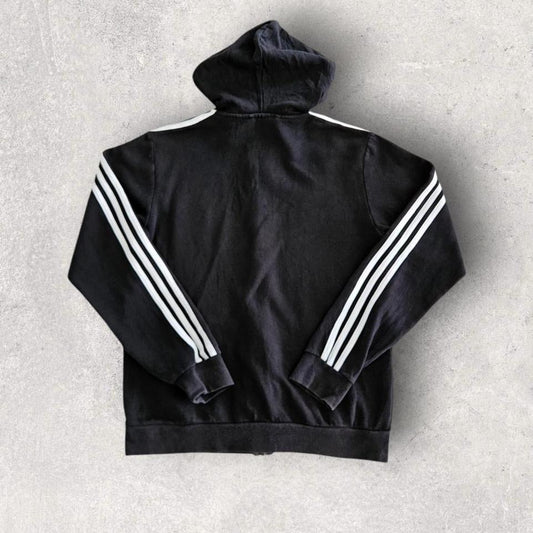 Adidas Black Stripes Hoodie XL, black with white stripes