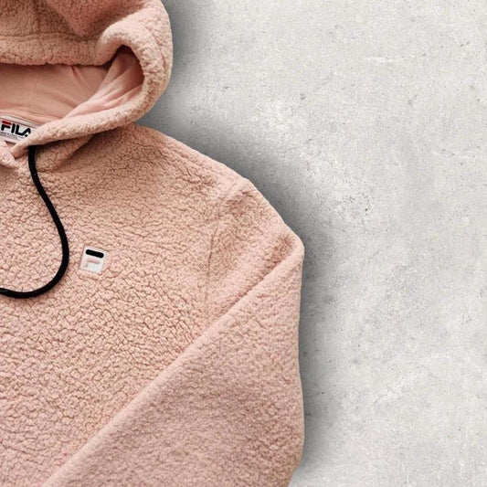 FILA Pink Sherpa Hoodie S, pink color