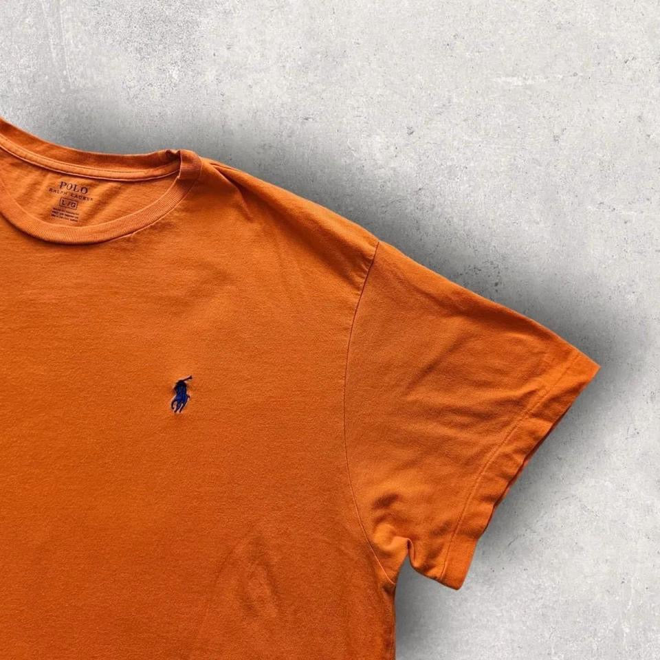 Orange Ralph Lauren Classic Tee - L חולצת טי קלאסית של ראלף לורן בצבע כתום, מידה L,