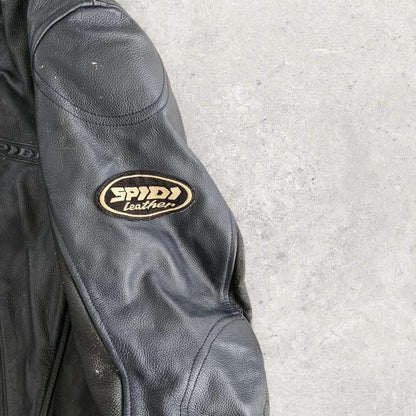 ג׳קט רכיבה Spidi מעור בצבע כחול כהה, מידה מדיום, עם מגני כתפיים ומרפקים