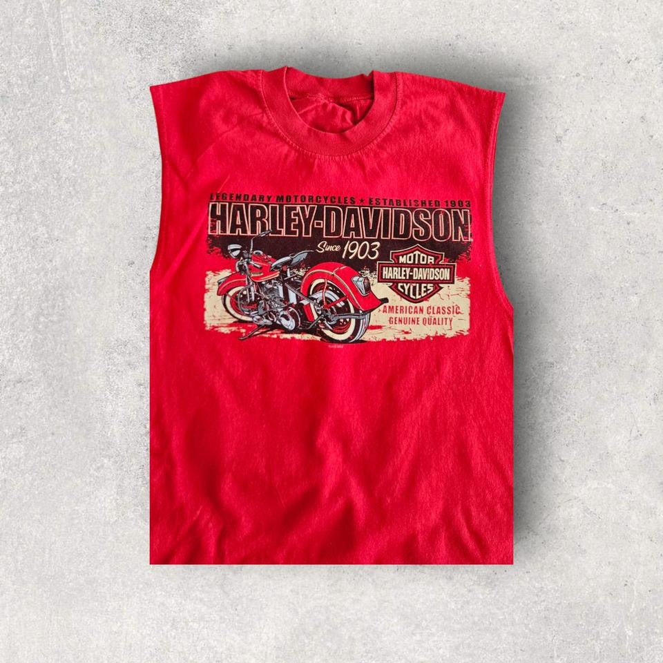 2012 Harley Davidson Red Tank Top - Medium, גופיה אדומה לגבר מידה M עם לוגו הארלי דיווידסו