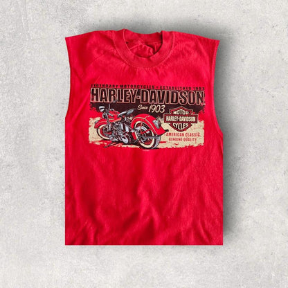 2012 Harley Davidson Red Tank Top - Medium, גופיה אדומה לגבר מידה M עם לוגו הארלי דיווידסו
