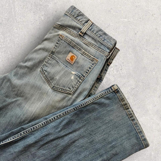 Carhartt Blue Jeans 36x32 vintage denim with relaxed fit and distressed look