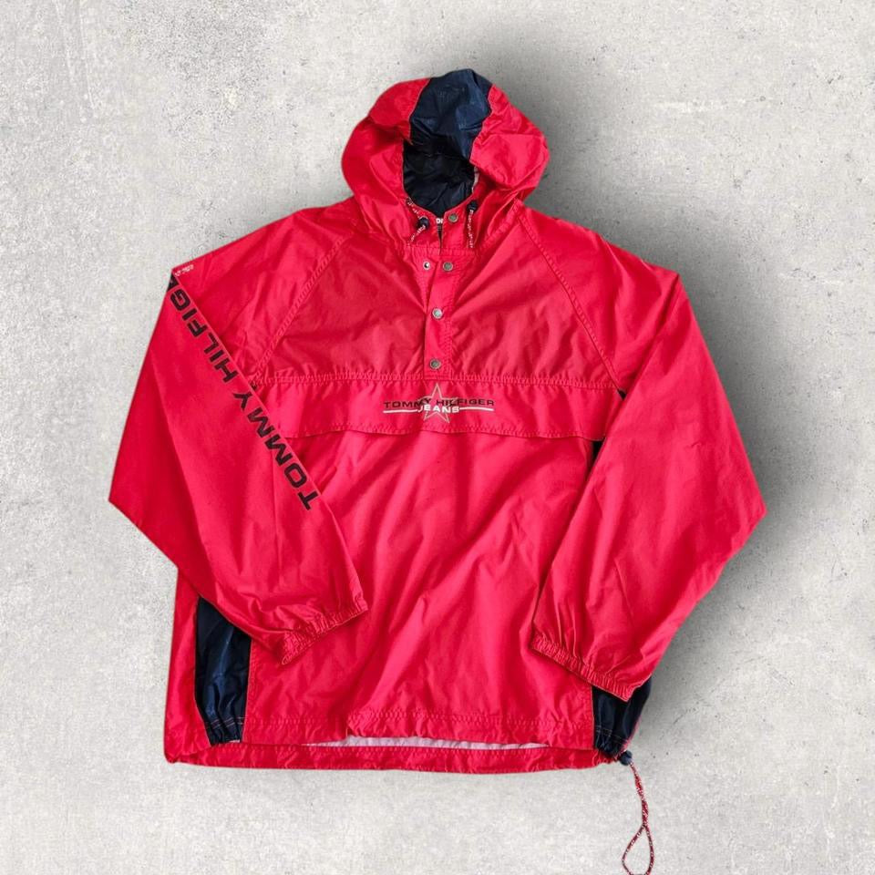 Tommy Hilfiger thin nylon jacket size L with stains and back hole