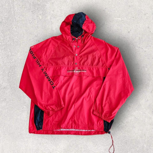 Tommy Hilfiger thin nylon jacket size L with stains and back hole
